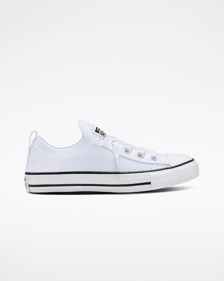 Tenisi Dama Converse Chuck Taylor All Star Shoreline Knit Slip Albi Negrii Albi | RO DTVZA871